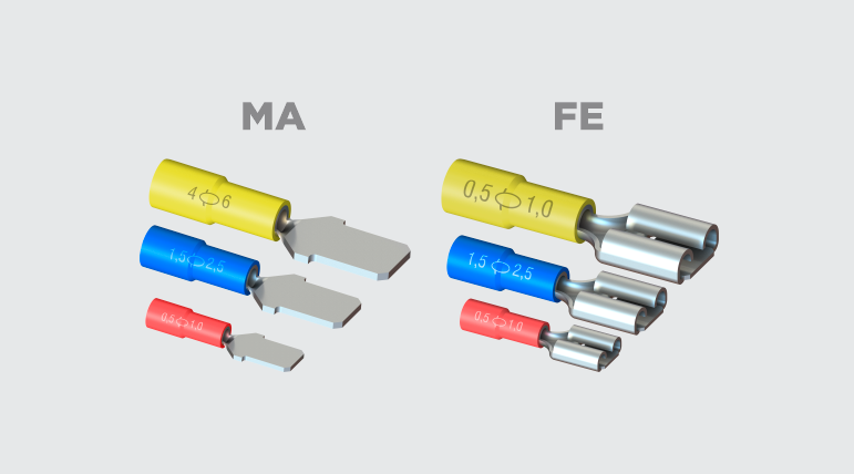 Terminales eléctricos enchufables parcialmente preaislados